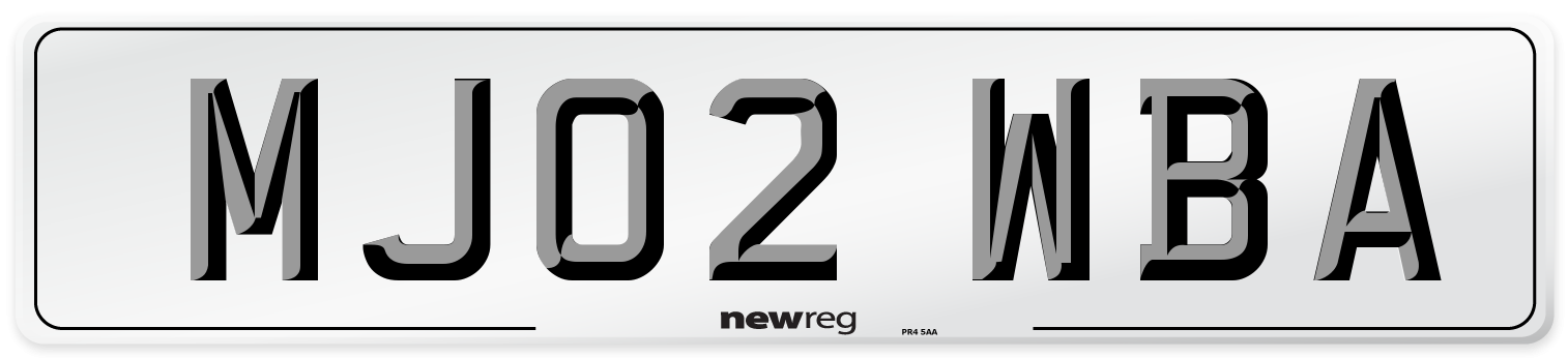MJ02 WBA Number Plate from New Reg